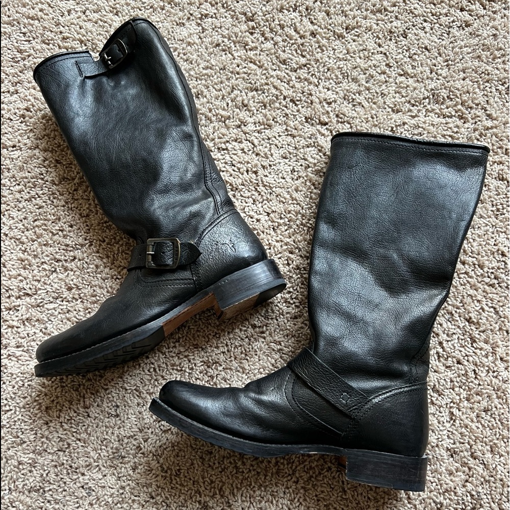 Frye Veronica Slouch leather Boot, 13.75 inch shaft, Black 9.5